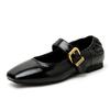 Spring New Flat-soled Single Shoes Women's Head Versatile Retro One-word Buckle Belt Temperament Commuter Mary Jane Shoes