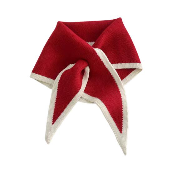 Women Scarf Patchwork Color Piercing Wrapped Short Scarf Fake Collar Winter Outdoor Cycling Wrap Around Scarf