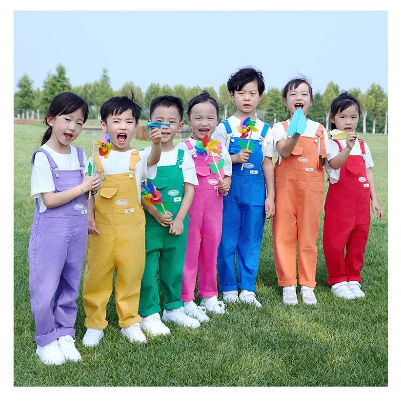 Tute Hip Hop per Bambini Salopette da Ragazza Tuta Romper per Bambini Streetwear per Ragazzi Pantaloni Colorati Scuola