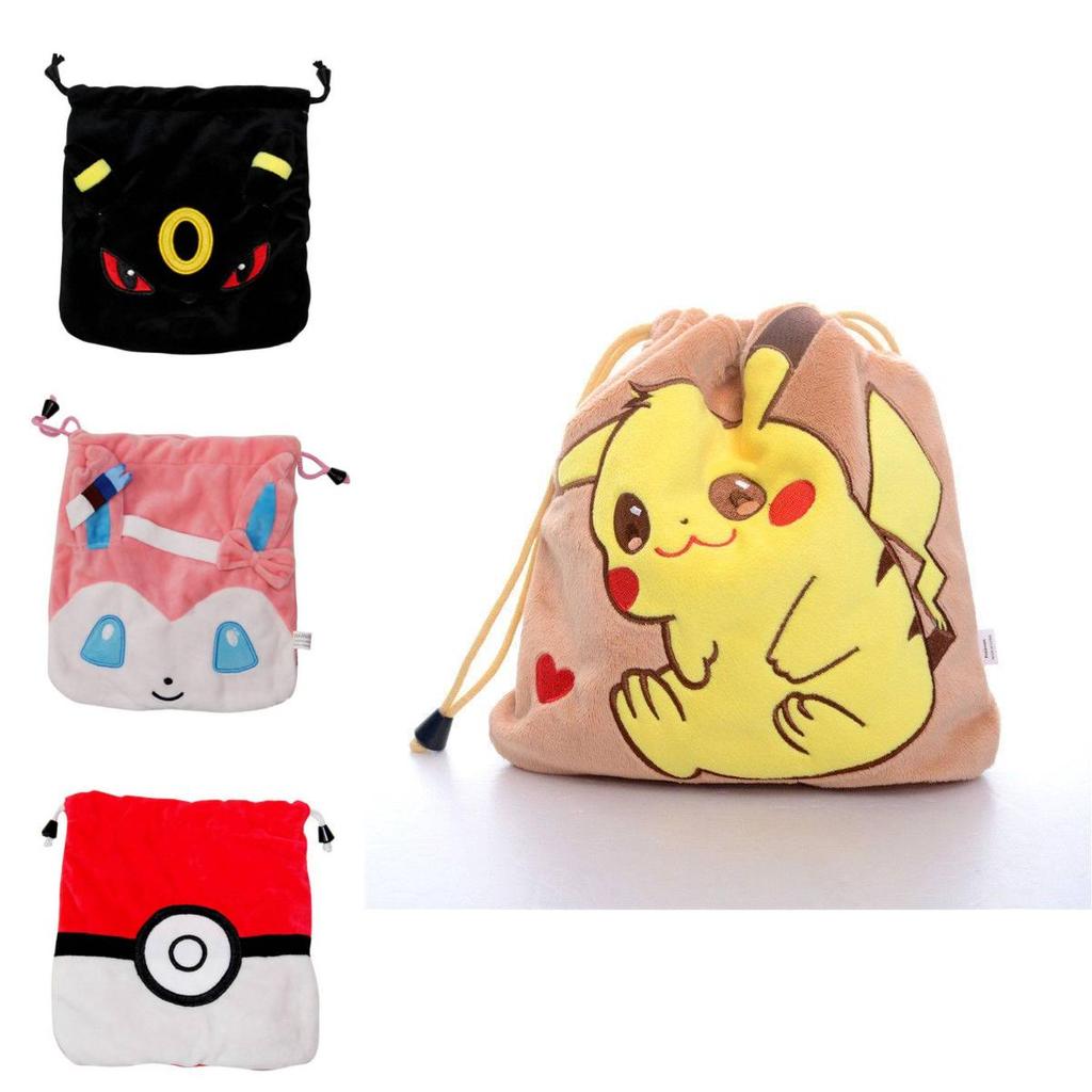 Pokmon Insulated Fur Drawstring Pouch For Travel Storage And Gift Packaging