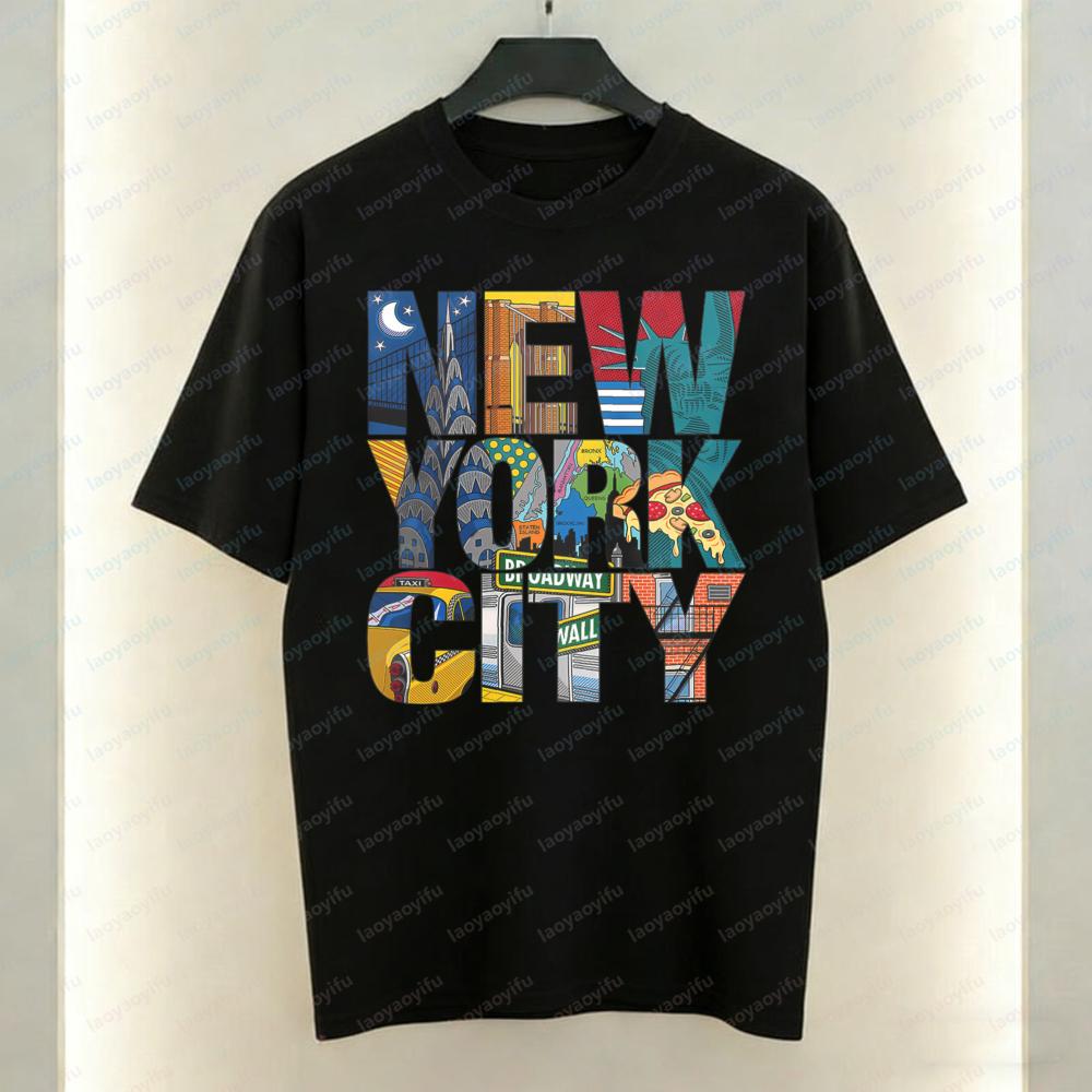 New York City Unisex TShirt Retro Pop Art Graphic Tops Holiday Party Travel Casual Cotton Tee Fashion Streetwear for Women Unisex
