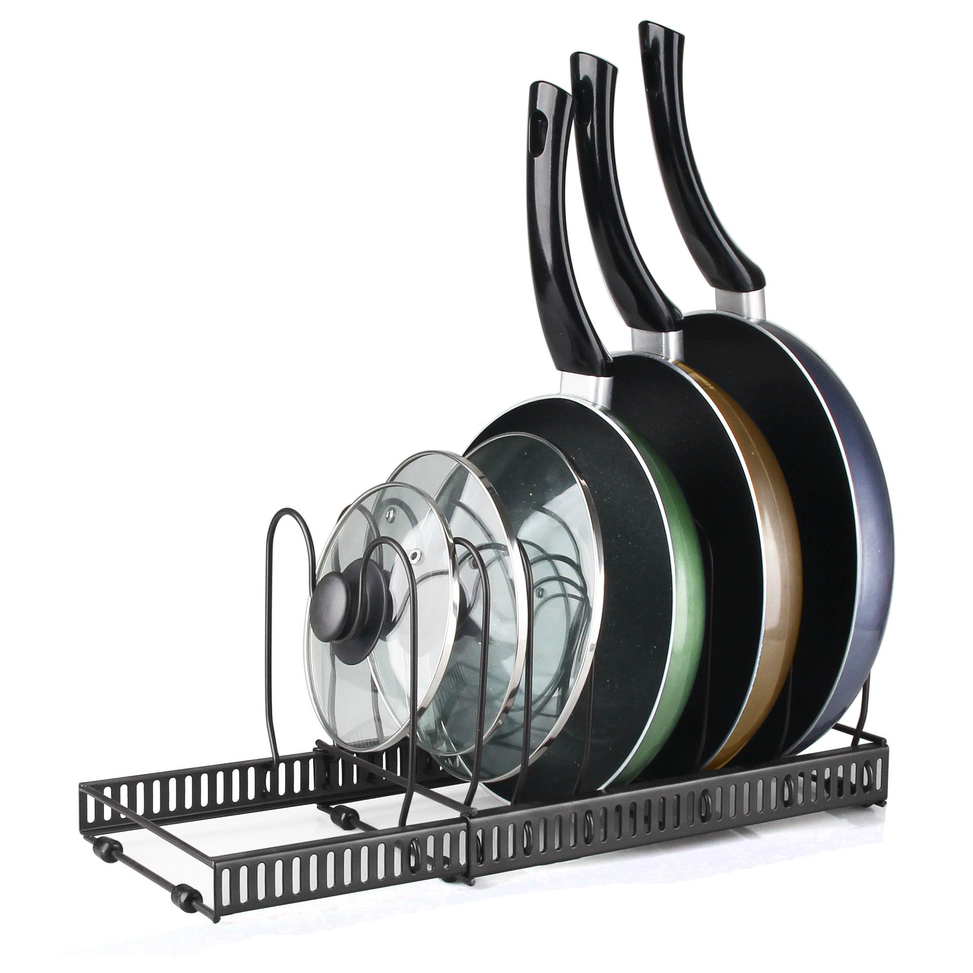 

Organizador de cocina ajustable estante para sartenes y tapas soporte multicapa extensible