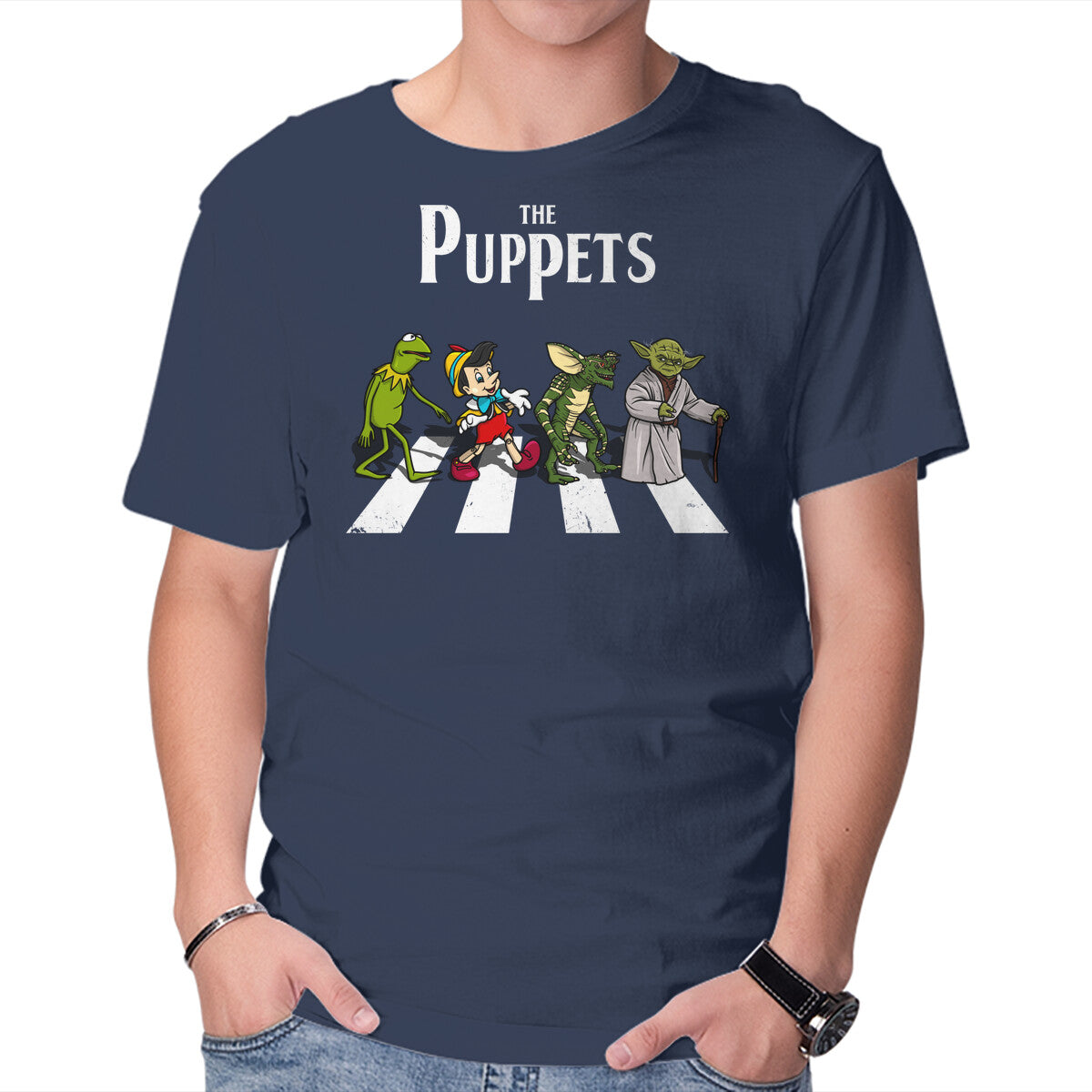 Unisex Crew Neck T-Shirt The Puppets Road Graphic Short Sleeve Casual Tee XS
