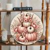 Vintage Metal Pumpkin Sign Round Farmhouse Wall Art Home Garden Decor
