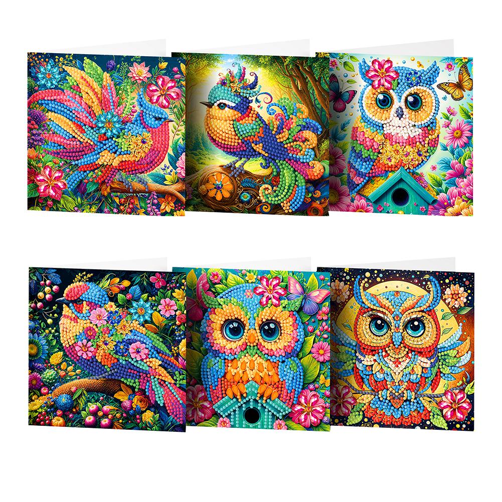 6/8PCS DIY Rhinestone Diamond Art Mosaic Postcards Animal Theme Diamond Art Greeting Cards Thank You Cards and Holiday Blessings
