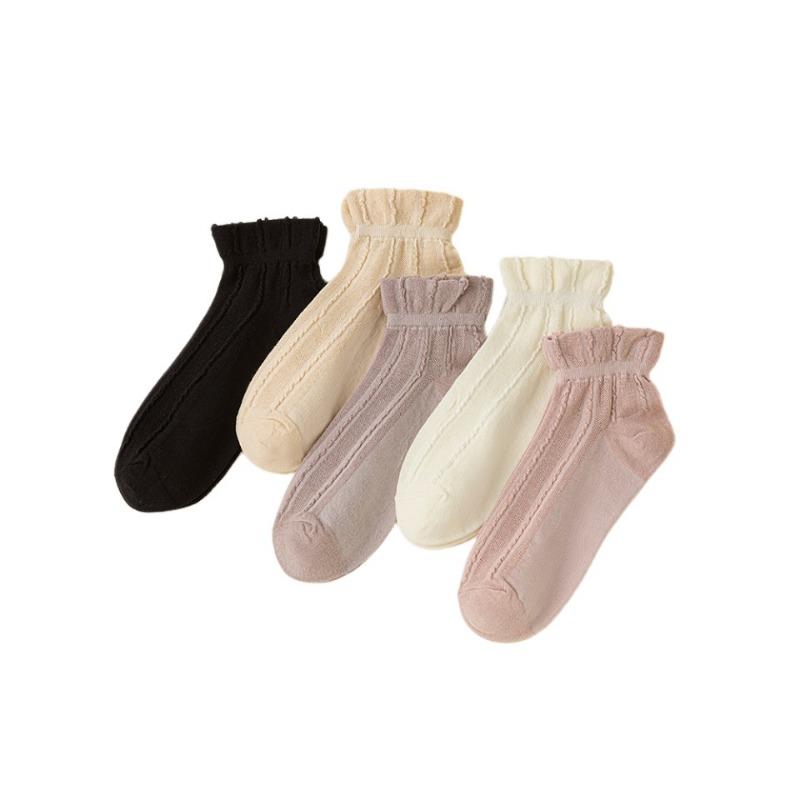 Women's Spring and Summer Thin Cotton Socks, Mesh Girls' Boat Socks, Breathable Short Socks, Summer Casual and Versatile Short Socks