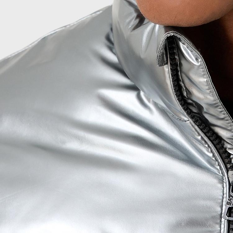 Emporio Armani EA7 Letter Logo Print Zipper Long Sleeve Cotton Jacket Men jackets Silver 6RPB02-PN3VZ-1988