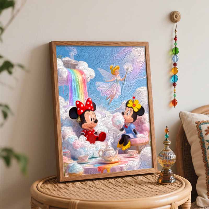 Disney Painting By Numbers Kit Fairy Rainbow Tea Party Hand Painting Home Decor