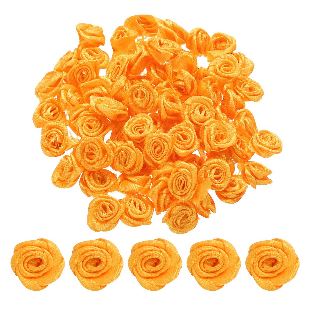 100 Stück 1,5 cm Mini Satinband Rosen Handgefertigt Gerollte Rosettenblume für DIY Bastelzubehör Nähen Verpackungsdekoration