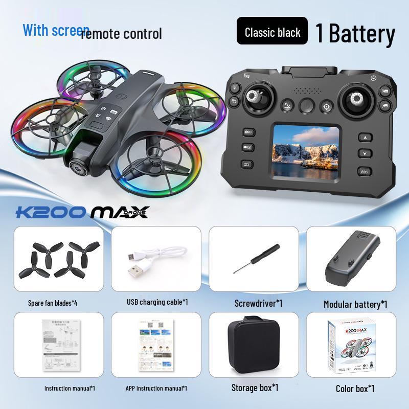 K200 Drone: Brushless, Screen-Integrated, Optical-Flow Positioning, Color Lights, Fully Protected Remote-Controlled Aircraft.