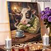 Coffee Cow Pearl Painting Kit with Frame Sparkling Bead Canvas Creative Leisure Craft for Relaxing Wall Decor Gift DIY Art Hobby Project