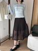 3-Day Korean Spring/Summer Solid Pleated Skirt & Slim-Fit Shirt for Women
