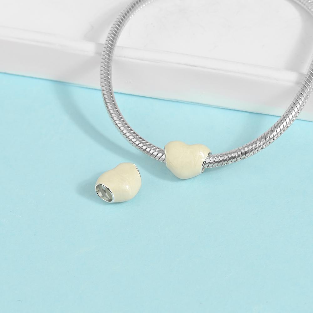 New Charms 925 Silver Colorful Shine Heart Shaped Charm Beads Fit Snake Chain Bracelet Necklace Women DIY Jewelry