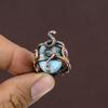 Natural Republic Larimar Gemstone Handmade Copper Wire Wrap Ring Size 7 T0d49