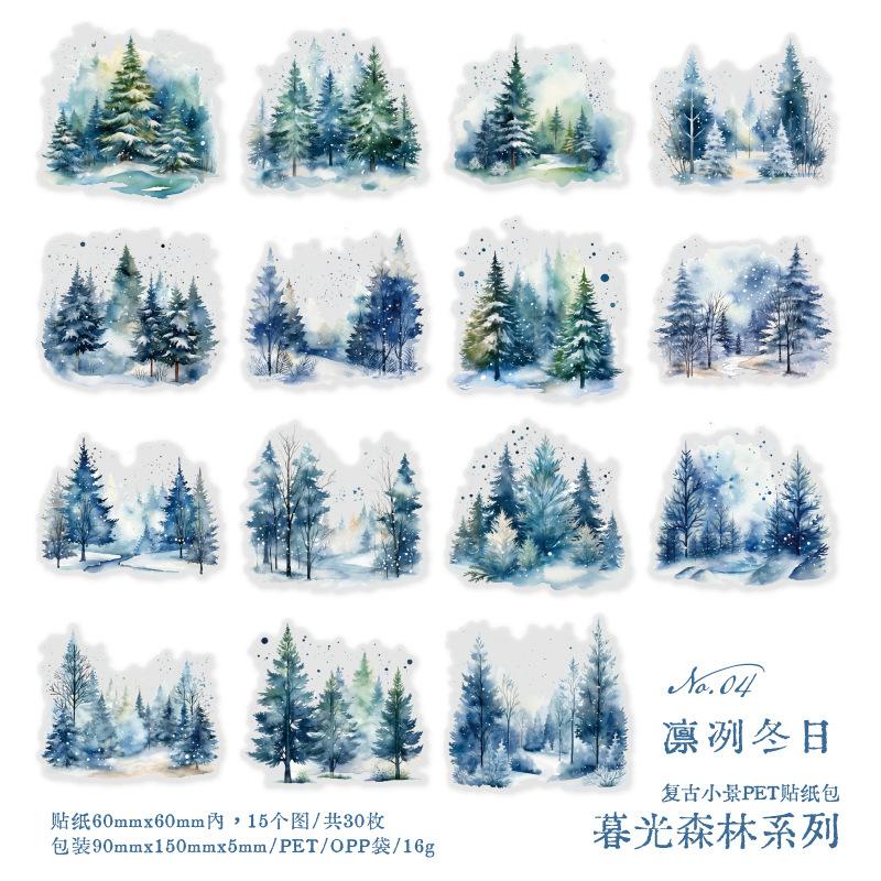 Retro Hand Account Decoration Plant Scenery Stickers 30pc One Size