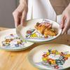 8.2 Inch Cartoon Rabbit Dinner Plate Ceramic Painting Serving Dishes Flower Bunny Dessert Tray Salad Plate Microwave Safe