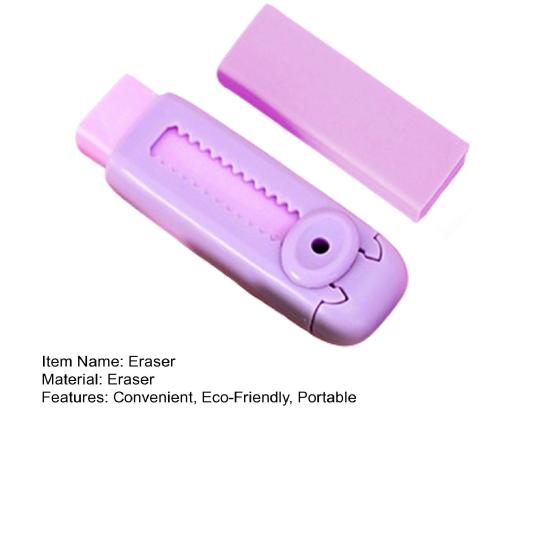 Push-Pull Retractable Eraser for Students Artists Clean Erasing Low Dust Refillable Eraser Cute School Supplies for Kids