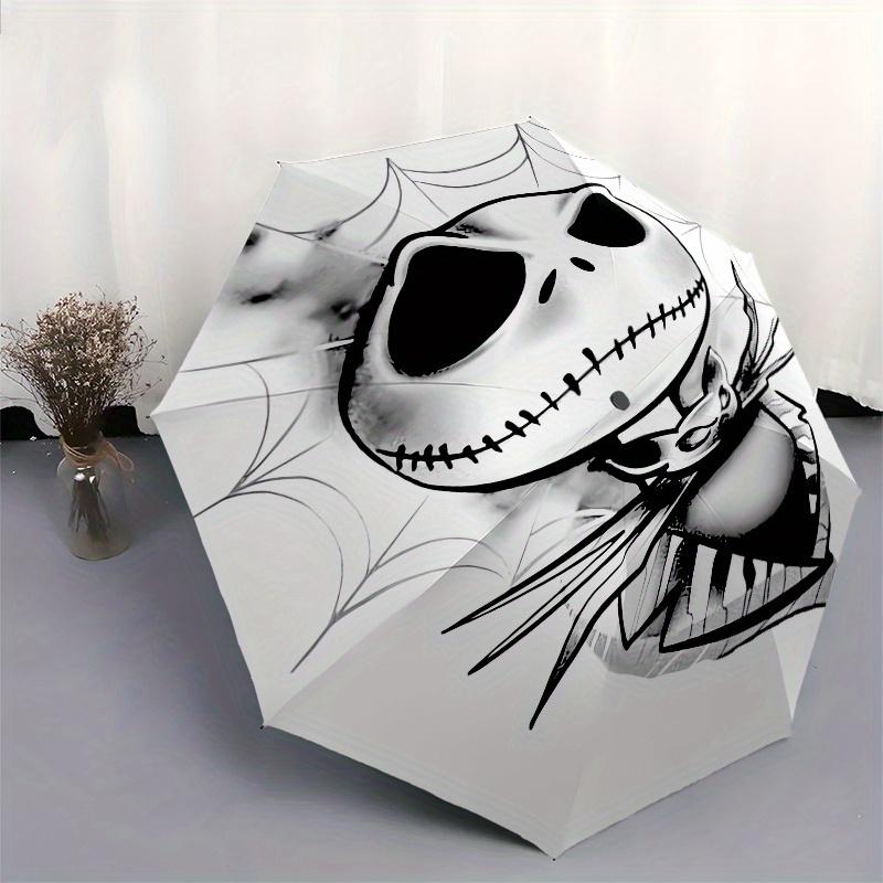 Jack Skellington,Nightmare Before Christmas Themed Automatic Opening and Closing Folding Umbrella, Reinforced 8 Ribs, Compact Travel Design,