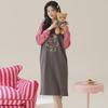 Women's 100% Cotton Knee-Length Long-Sleeve Nightdress for Spring and Autumn