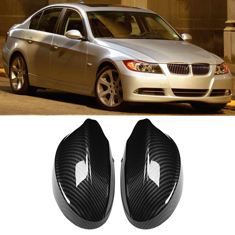 Left Right Kit Carbon Fiber Style Door Wing Mirror Protector Rearview Cover Fits for E90 05 07