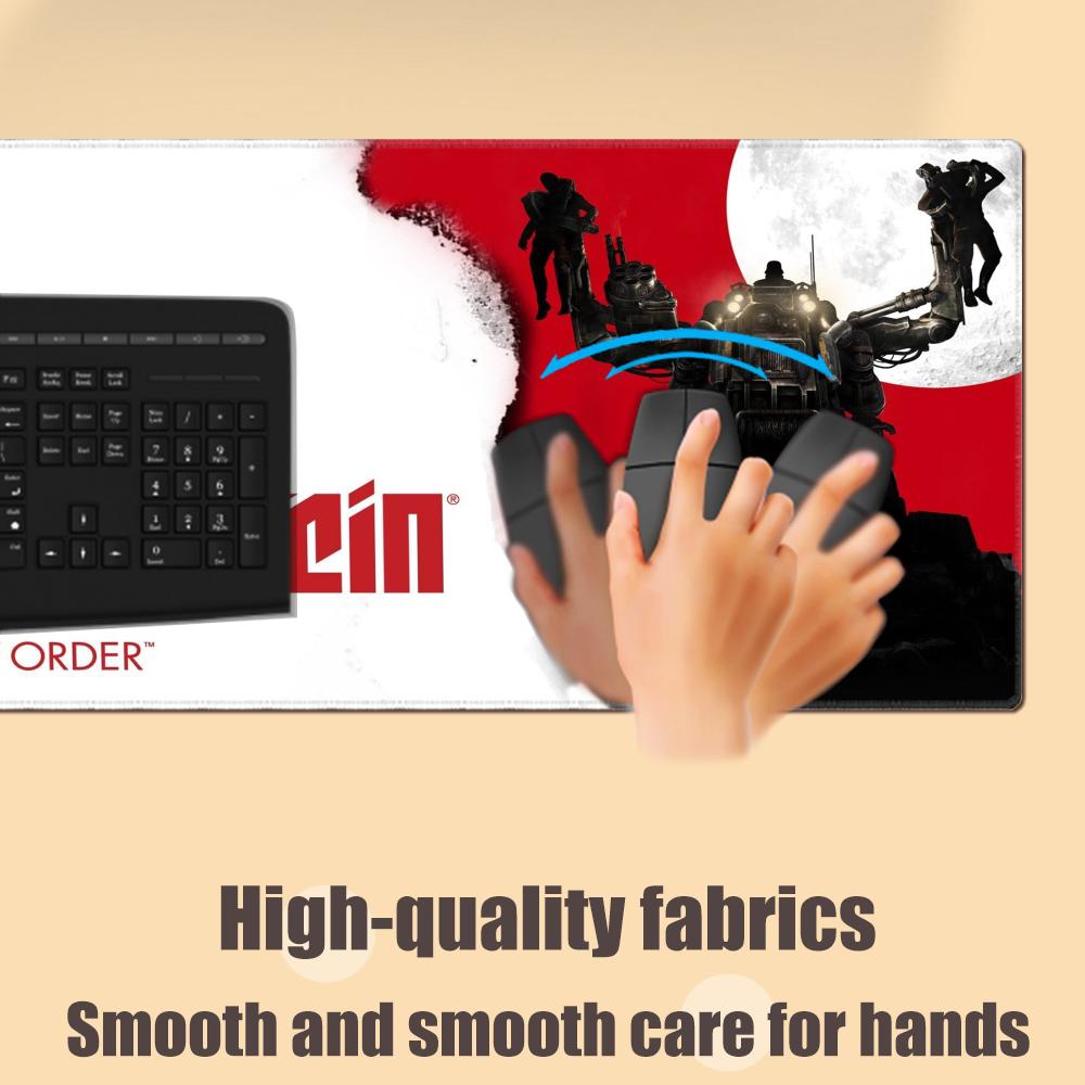 HYBXAXC Mouse Pad Wolfenstein Mousepad Large Keyboard Desk Mat Gaming Mouse Pad LockEdge Non-slip Mat Keyboard Mousepad 90x40