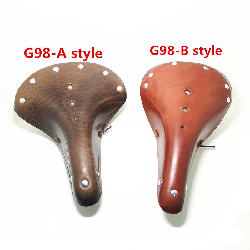 G98 Retro Vintage Bicycle Saddle Pure Cowhide Handmade  Seat Custion  Bike Sport Saddle Bicycle Cycling Saddle Bike Seat