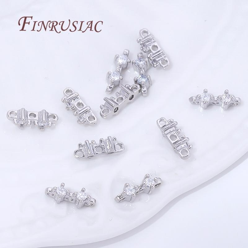 18K Gold Plated 2/3 Holes Spacer Bar,Brass with Zircon Beads Separators,Spacers For Bead DIY Jewelry Making Supplies Accessories