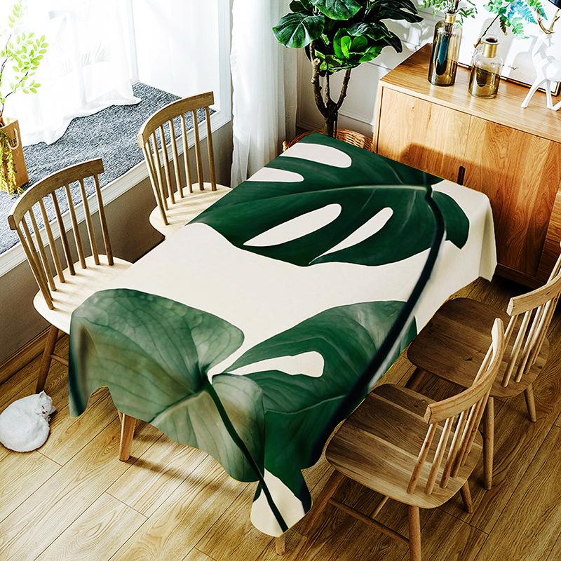 Obrus z wzorem sowy Kreatywny charakter Zielony liść i ptak Poliester Wygodny wodoodporny obrus do domu