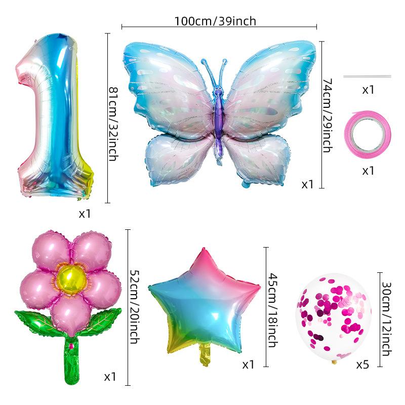Butterfly Digital Balloon Birthday Party Aluminum Film Balloon Set Party Scene Decoration Props