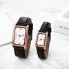 Jewelerywe Pair Couple Watch Roman Numerals Analog Display Leather Belt Waterproof Quartz Black Men Women Fashion Gift Birthday Anniversary Christmas