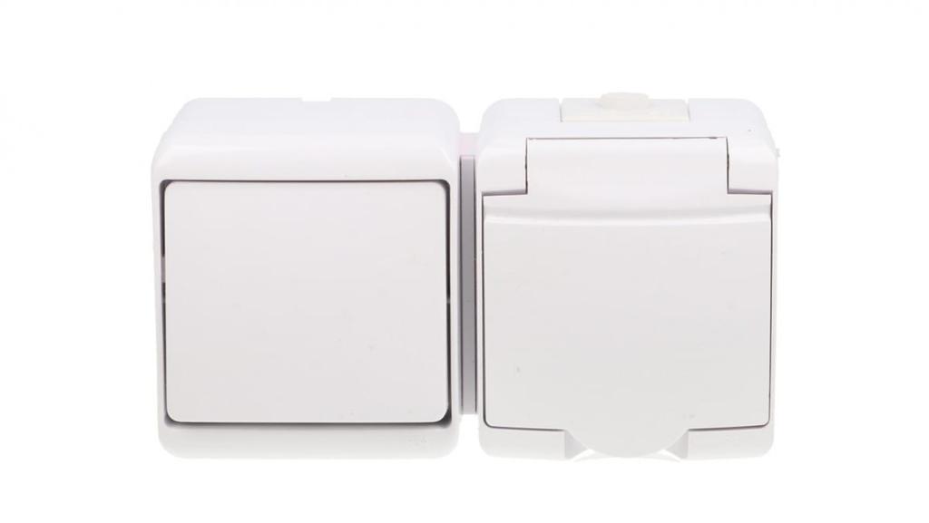 Junior Single-Pole Connector + Hermetic Socket (White Flap) White Ip54 Wghh-1