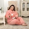 Mei Ji Yun Women's Plus Size Quilted Flannel Pajama Set - Cozy Three-Layer Design for Home Wear