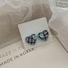 Korean Sweet Heart Plaid Earrings: Stylish & Versatile Jewelry for Women