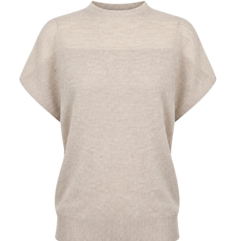 Shop Women Simple Knit Cap Sleeve Tee Bom Wkn260017 Black