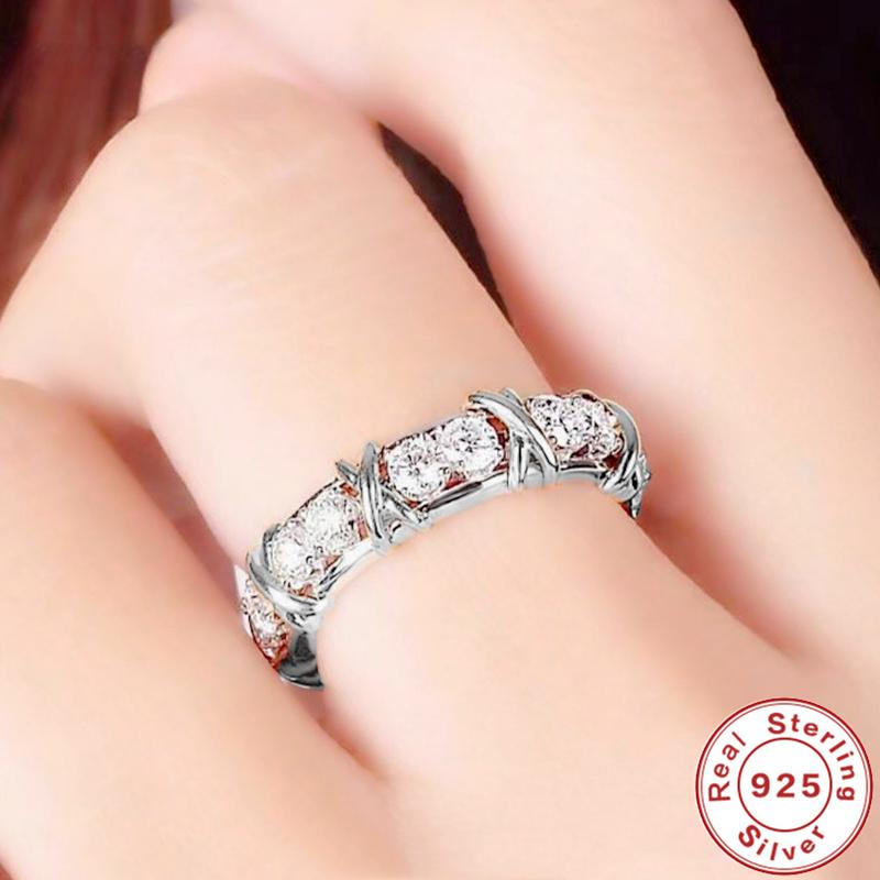 Luxury  Sterling  Ring Interlaced With Aaa Zircon Crystal Ring For A Woman'S Engagement Jewelry Gift  2 Color Choices
