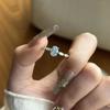 Beautiful and unique Simple fresh aquamarine pigeon rings for women  fashion trend Simple ring adjustable high-end