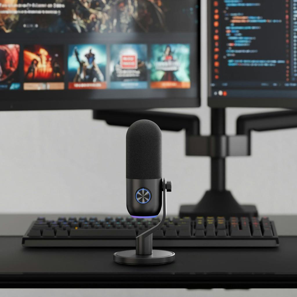 Streamplify MIC Mini, MIC-MINI-48-RGB-ST-BK, a unidirectional condenser microphone