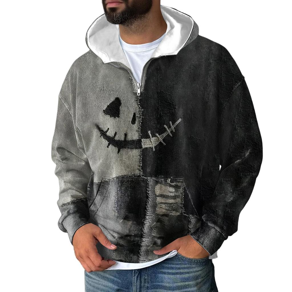 Men Zipper With Pockets Vintage Hoodies Casual Sweatshirts Lightweight
