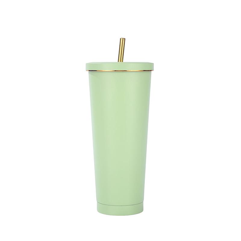 500/750ml Stainless Steel Mug with Straw Reusable Flask Metal Coffee Milk Water Bottle Office Portable Large Capacity Thermos