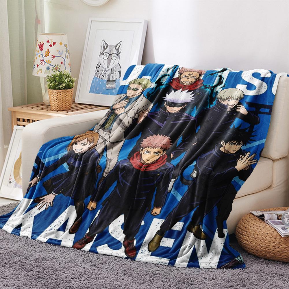 1PC Jujutsu Kaisen Patterned Flannel Blanket Suitable For All Seasons For Home Decor Warmth And Comfort Gifts Holiday Present