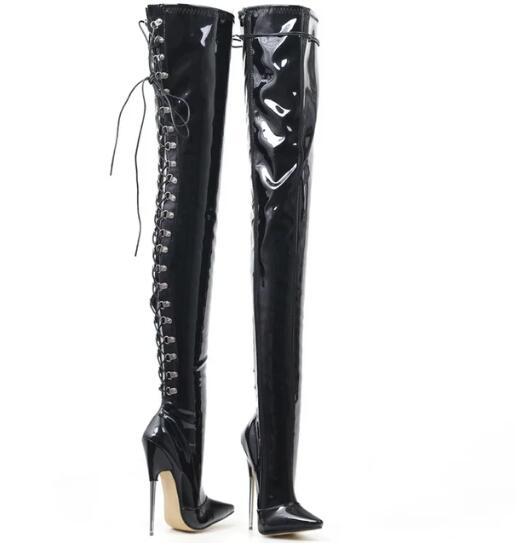 Fashion FHC 18cm High Heels Damen Overknee-Stiefel,Fetisch Bühnenshow Pole Dance Schuhe,Herren Cosplay Botas,Über dem Knie,Rot,Benutzerdefinierte Farben