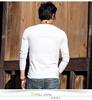 Men Long Sleeve T Shirt Round Neck Self-cultivation Solid Color Slim Tee Personality Trend Man Wear