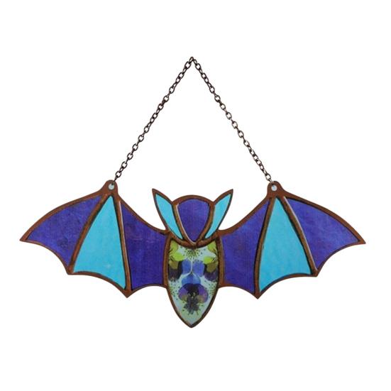 Bat Stained Glass Sun Catcher Translucent Window Hanging Decoration Handmade Acrylic Wall Art Light Catcher for Halloween Home Decor