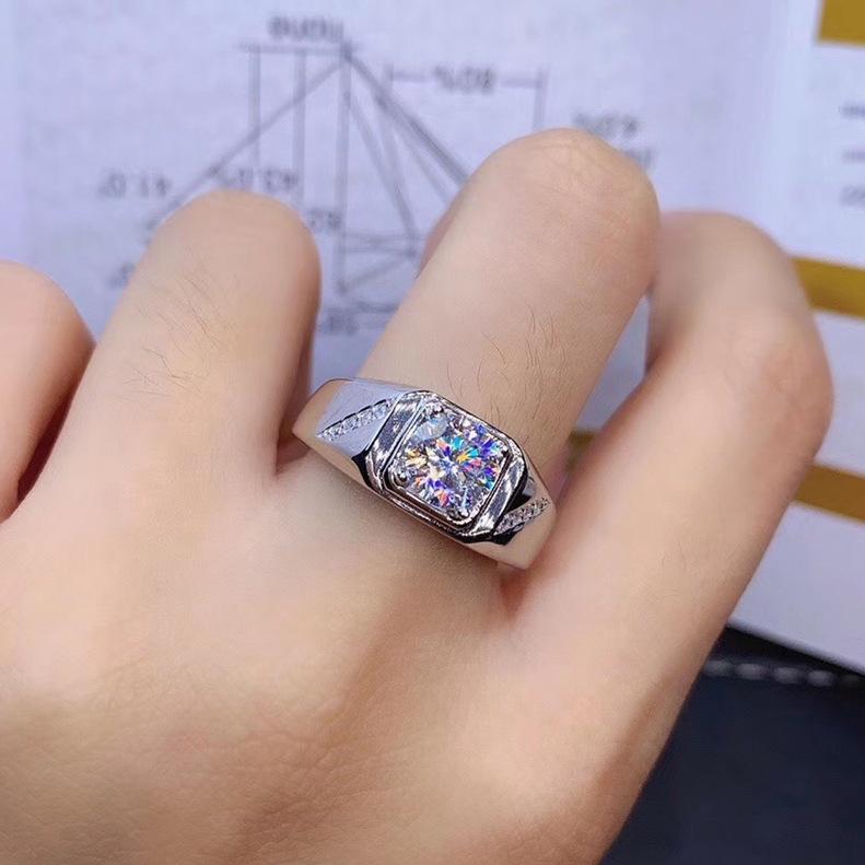 5 Carat Diamond Style Ring Hearts and Arrows PT950 Color Moissanite Open Size Ring for Men and Women 925 Silver Jewelry