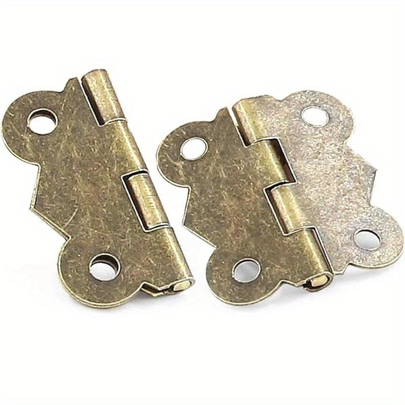 20 szt. Mini zawiasów do drzwi w stylu vintage w kolorze złotym, srebrnym i brązowym, zawiasy do dekoracji szafek, szuflad i szkatułek na biżuterię