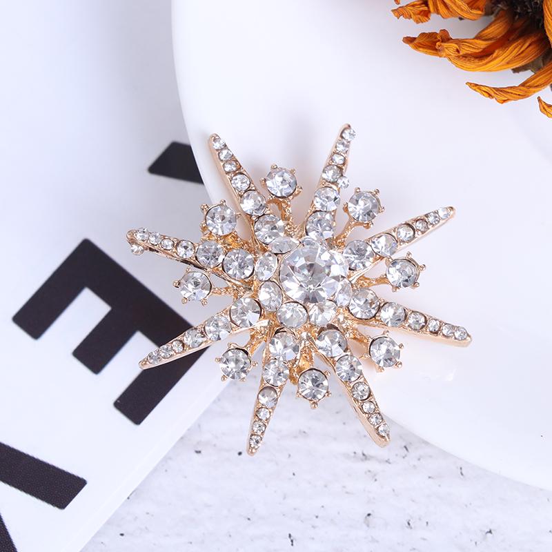 Wedding Silver Snowflake Diamante Brooch Rhinestone Crystal Broach Pin Xmas Gift