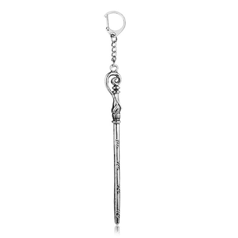 Metal Magic Wand Keychain Toy Movie Cosplay Prop Pendant Keychain Car Backpack Keychain Retro Jewelry Christmas Gift for Friends