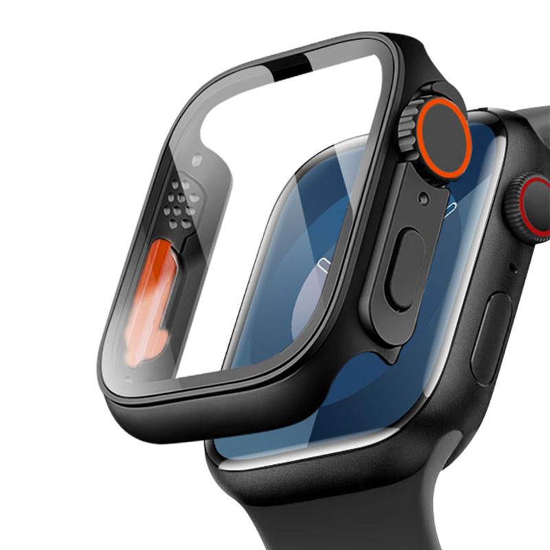 Glass+Case for Apple Watch Change To Ultra iWatch Series 4 5 6 7 8 9 45mm 41mm 44mm 40mm Screen Protector Cover Upgrade to Ultra
