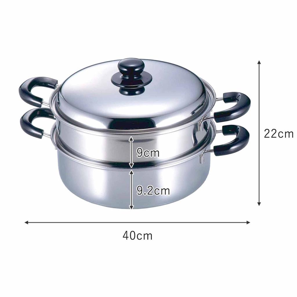 Shimomura Kikaku Steamer 26cm [Made In Japan] IH Compatible Stainless Steel Two-Tier Steamer Pot Easy Steaming Vegetable Dishes Tsubame-Sanjo 21436