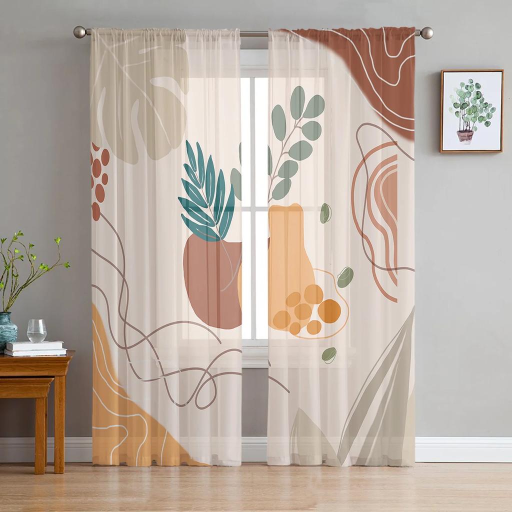 Pattern Color Patch Dots Paint Curtain Living Room Bedroom Voile Drape Kitchen Window Tulle Curtains Home Essentials Light Filtering Polyester Sitting